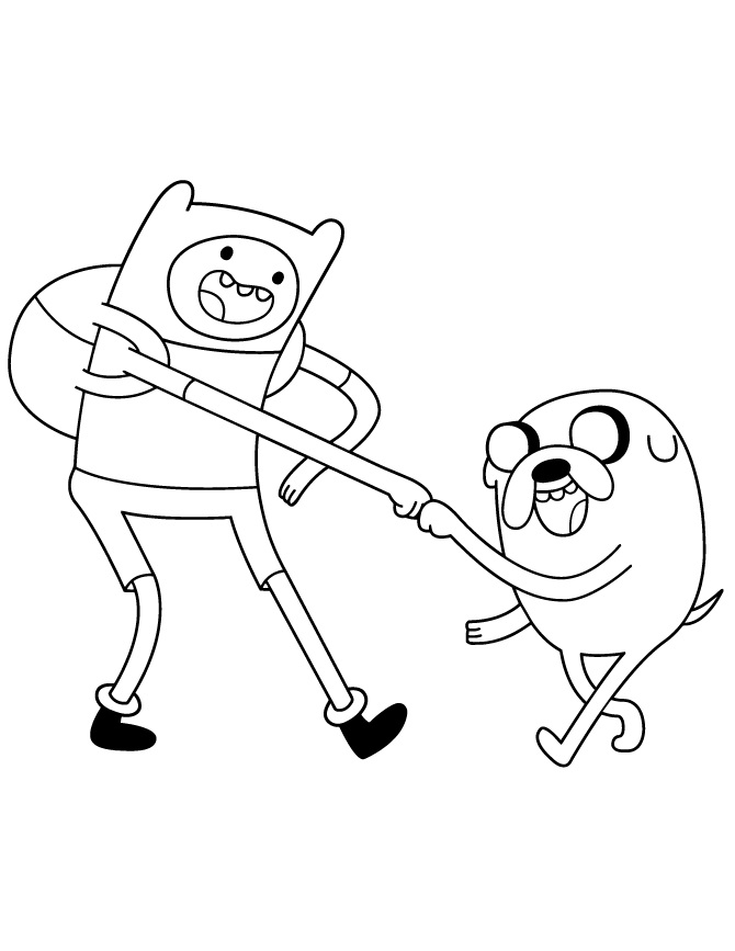 Adventure Time Coloring Pages Finn and Jake Fistbump