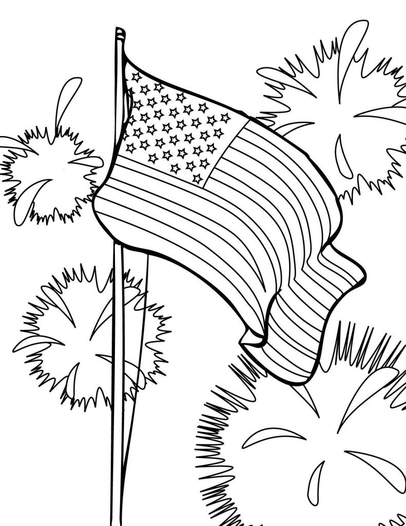 American Flag Coloring Pages Fireworks