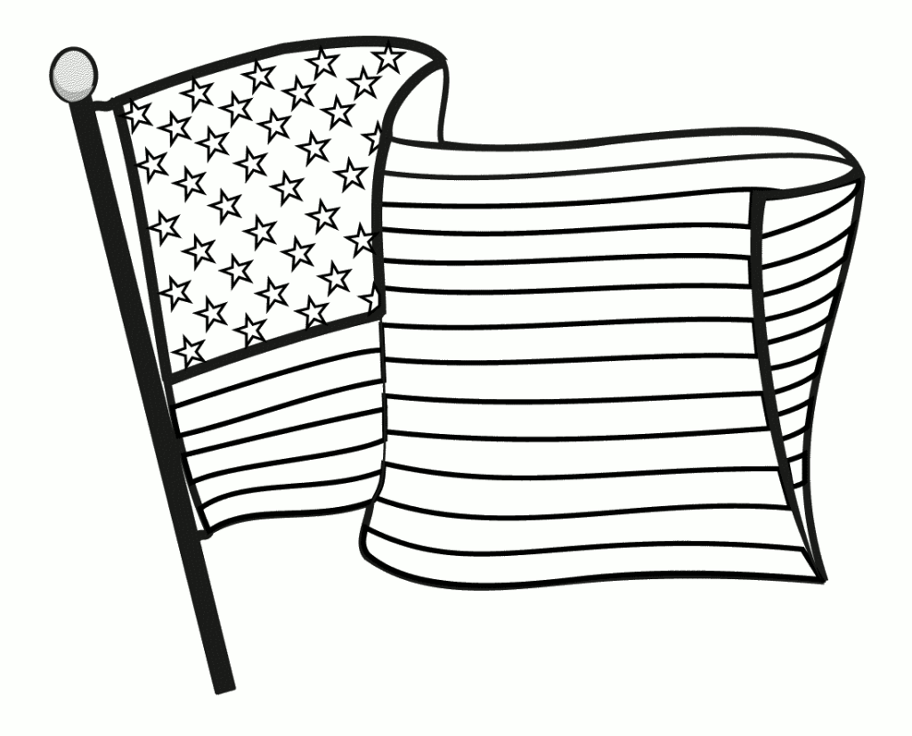 American Flag Waving Coloring Page