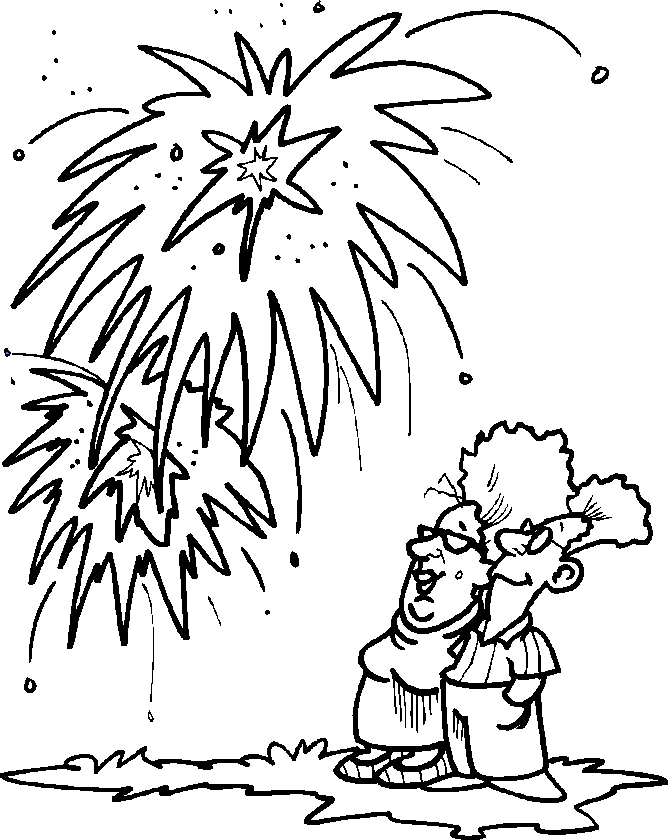 Couple Watching Fireworks Coloring Page