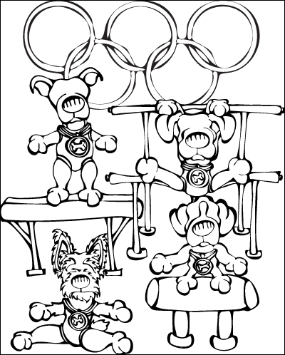 Doggy Olympics Gymnastics Coloring Page