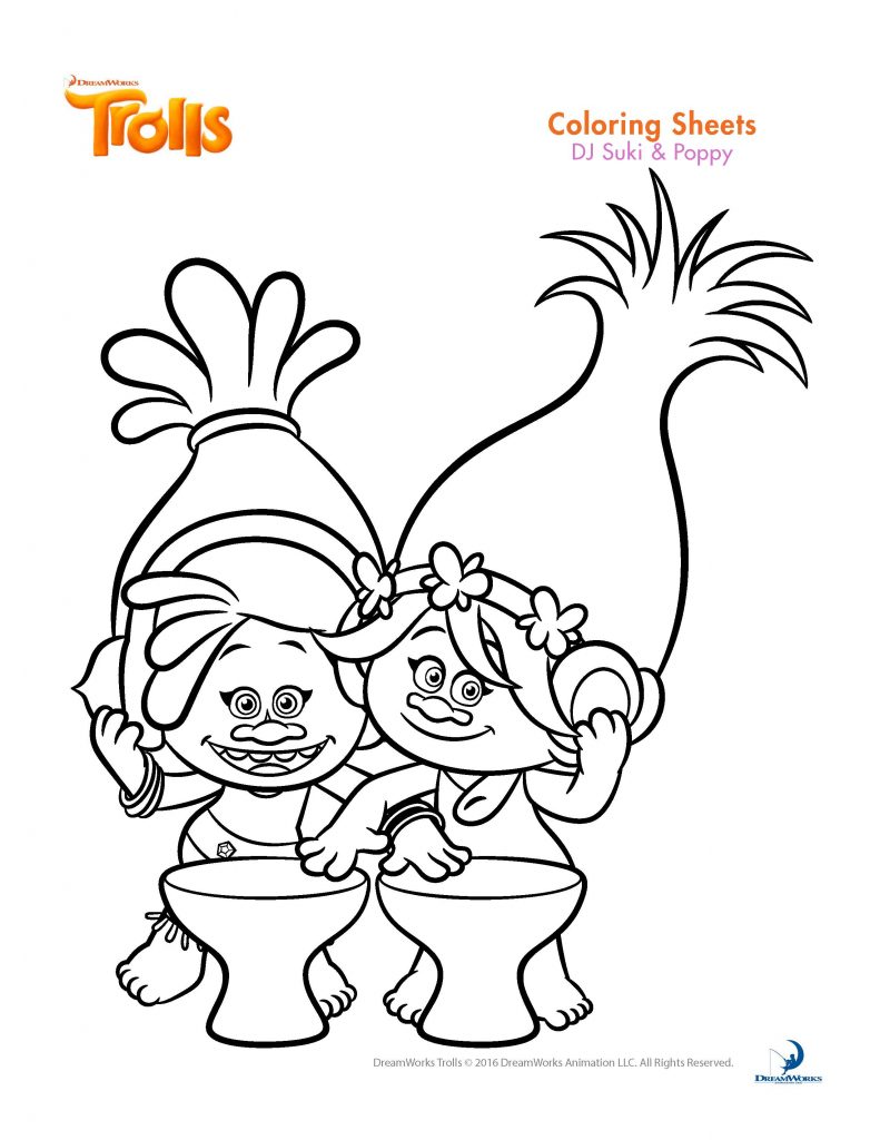 Dreamwork Trolls Coloring Pages