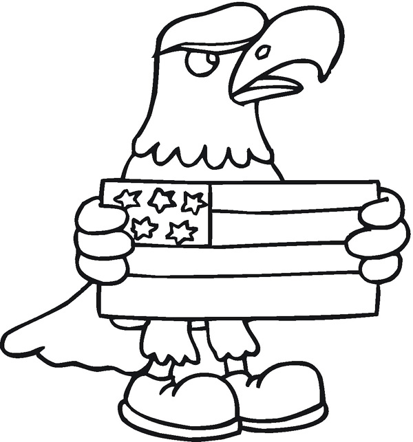 Eagle Holding American Flag Coloring Page
