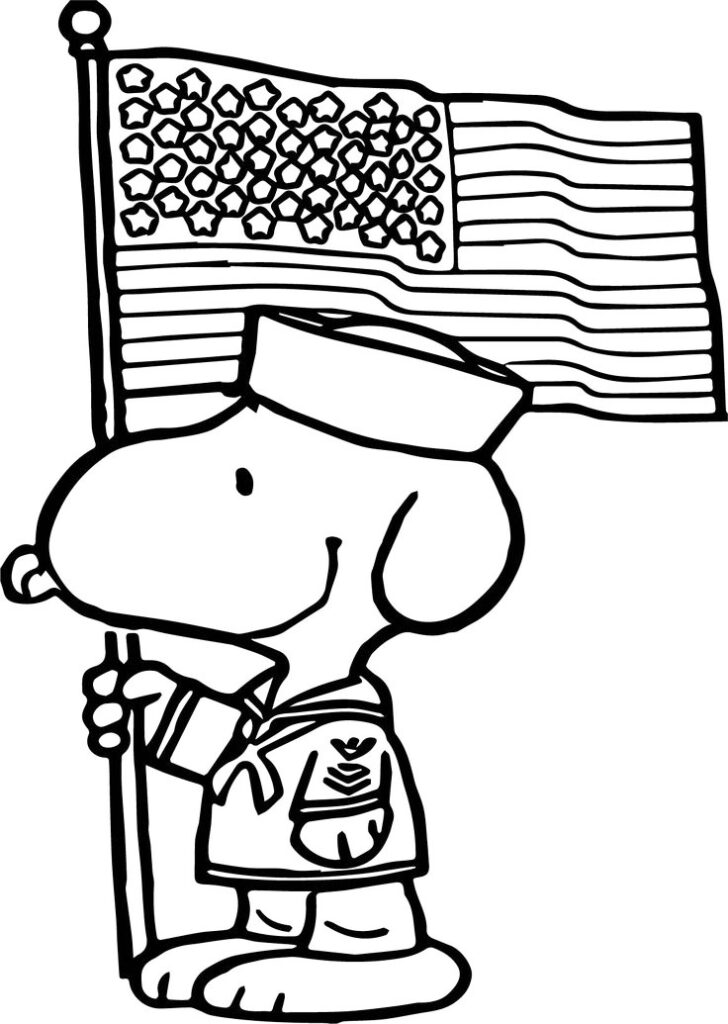 Sailor Snoopy American Flag Coloring Page