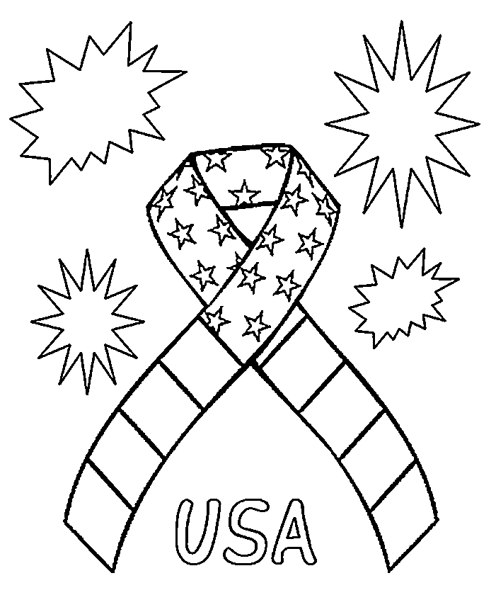Usa Ribbon Coloring Page