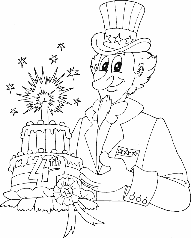 Uncle Sam 4th Of July Cake Coloring Page