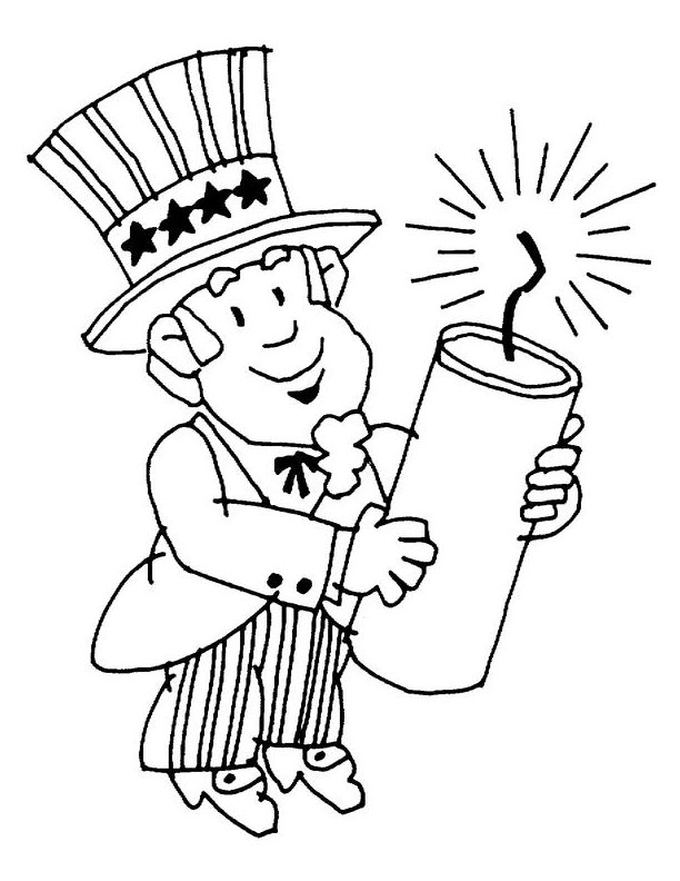 Uncle Sam Fireworks Coloring Page