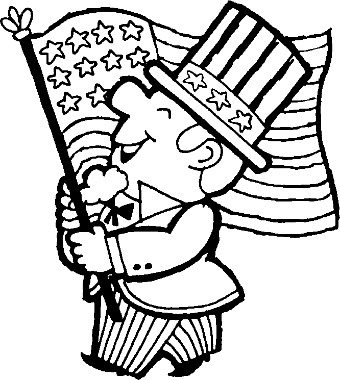 Uncle Sam Marching With The American Flag Coloring Page