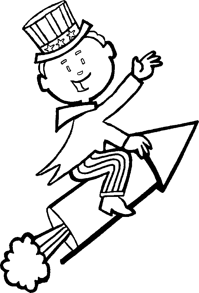 Uncle Sam Rocket 4th Of July Coloring Pages