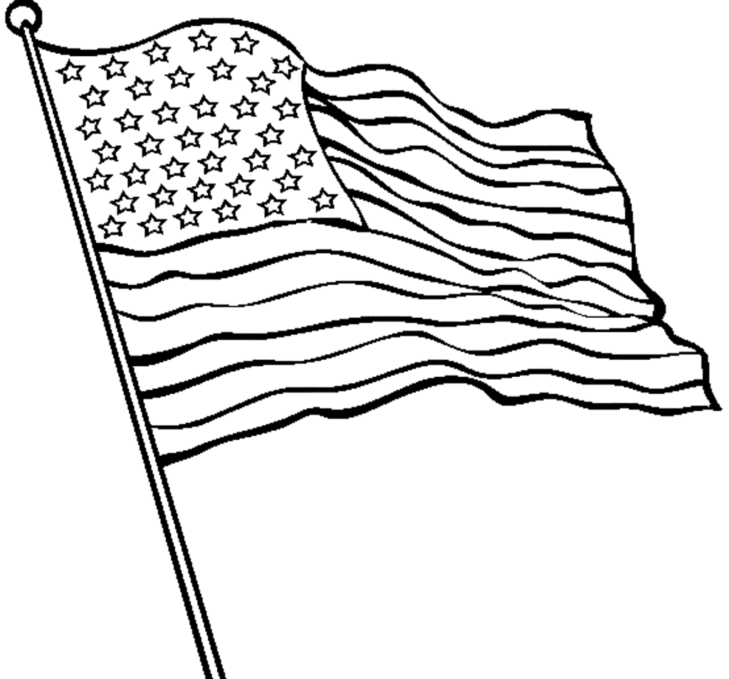 Waving American Flag Coloring Page