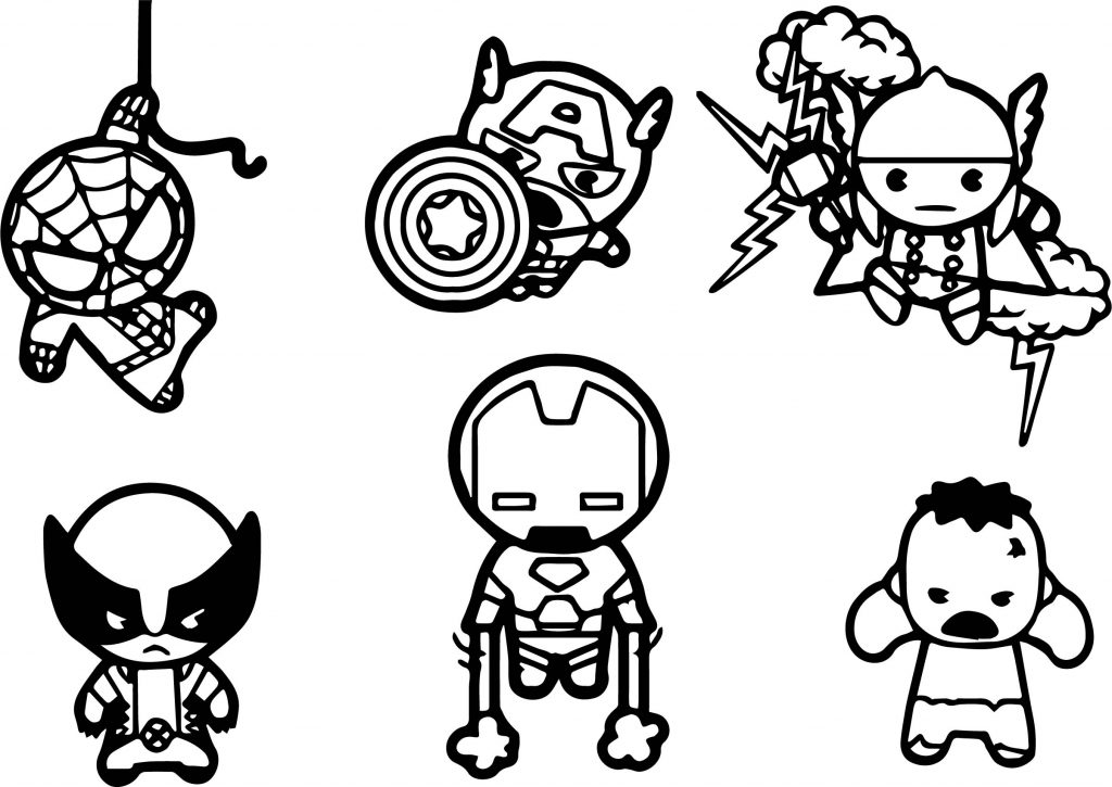 Avengers Chibi Coloring Page