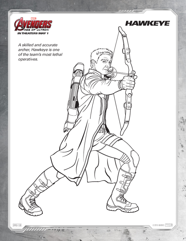 Avengers Coloring Pages - Free Hawkeye