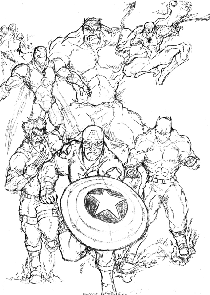 Avengers Sketch Coloring Page