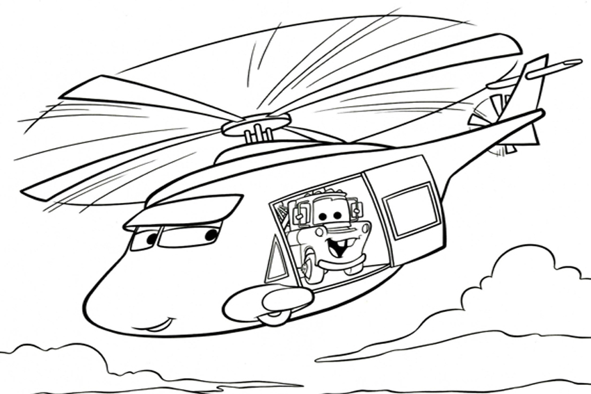 Cars Coloring Pages Helicopter