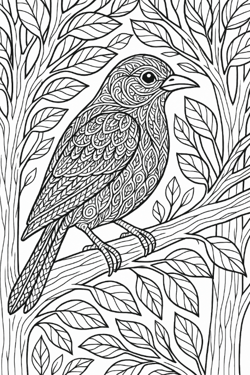 Detailed Bird Coloring Page
