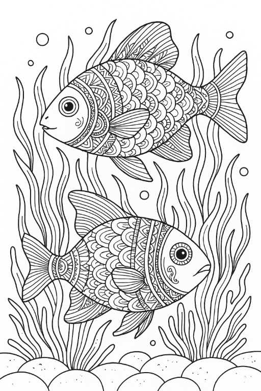 Fish Coloring Page For Adults