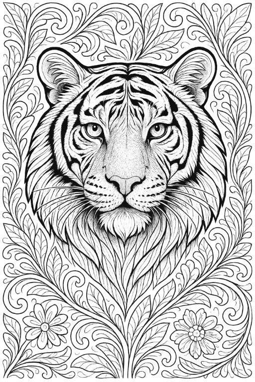 High Detail Animal Coloring Page For Adults
