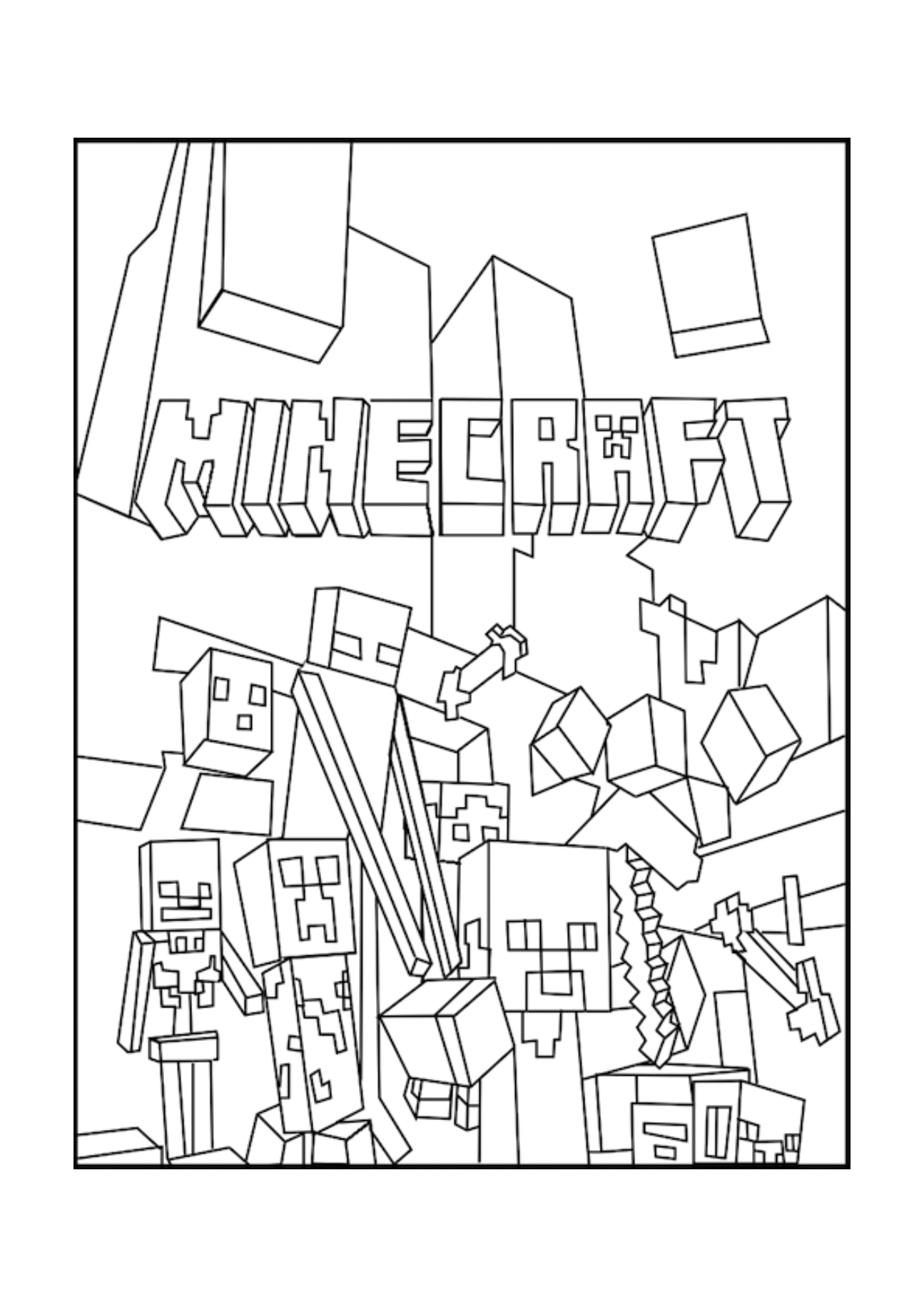Minecraft Scene Coloring Page