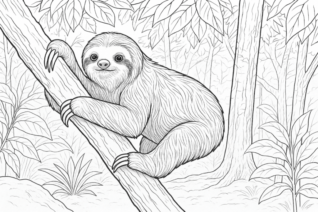 Sloth Coloring Page For Adults
