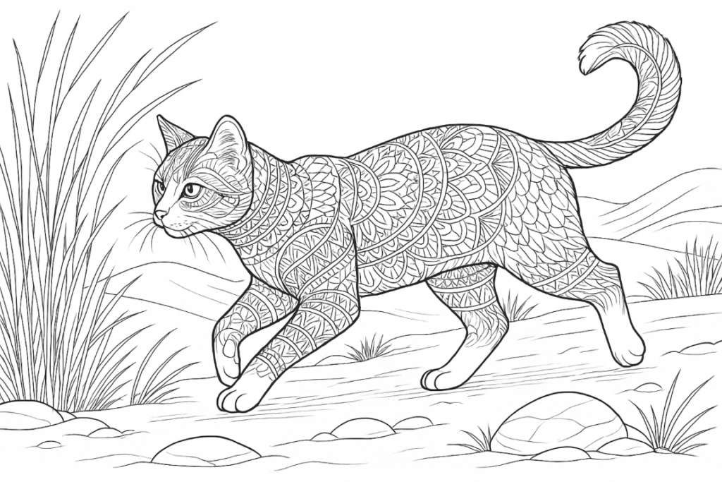 Zen Cat Coloring Page
