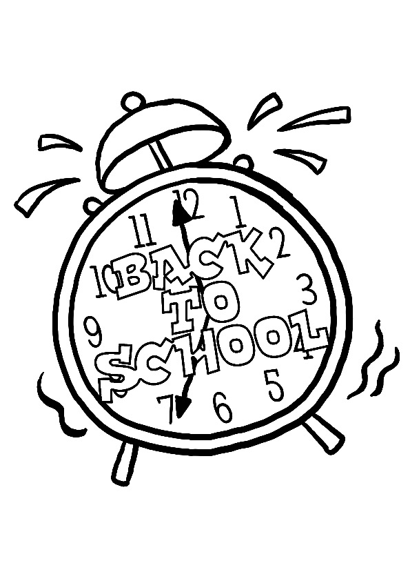Back To School Alarm Clock Coloring Page