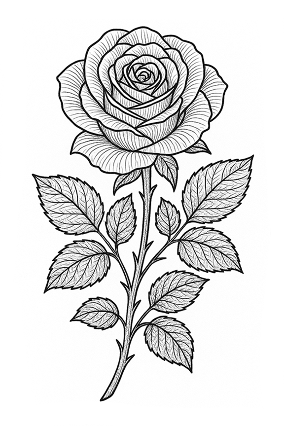 Beautiful Rose Coloring Page