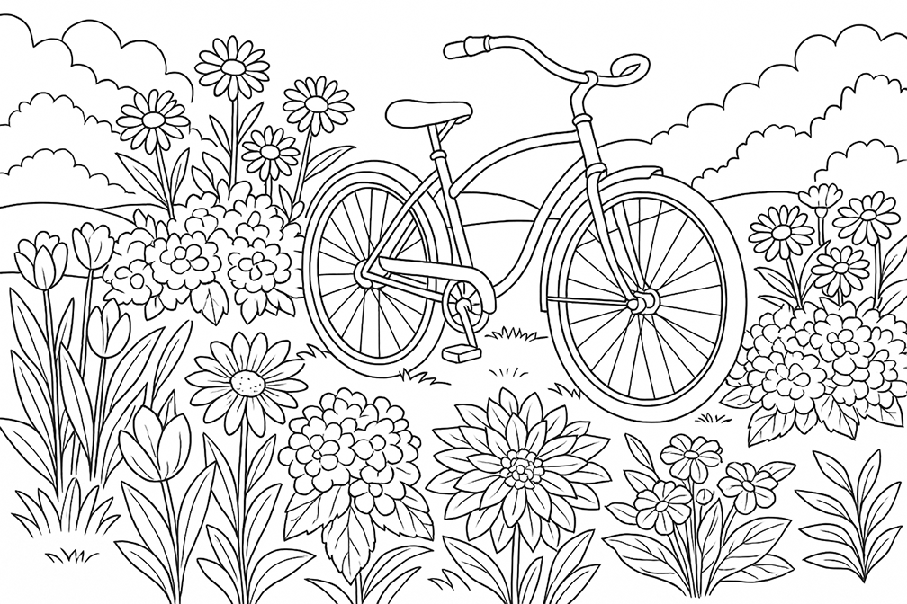 Bike Parked In The Flowers