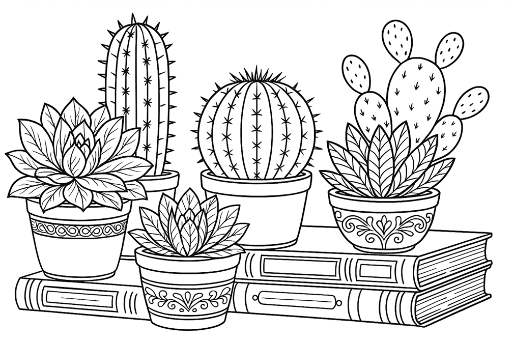 Cacti Coloring Page