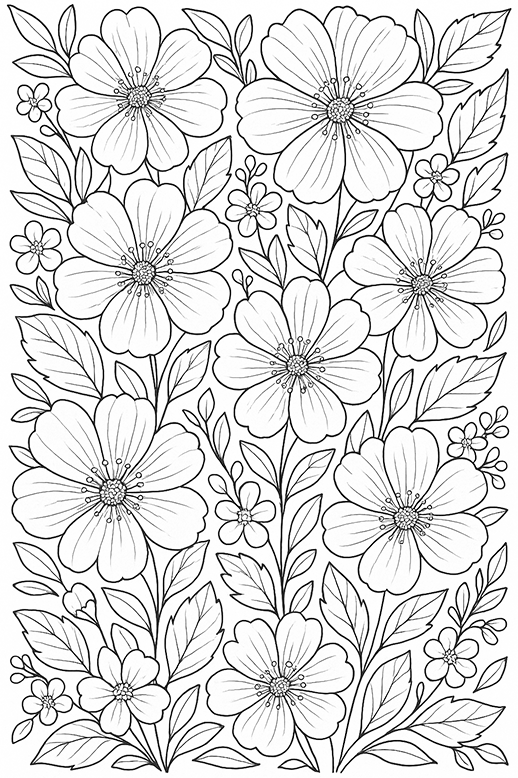 Detailed Flower Pattern Coloring Page
