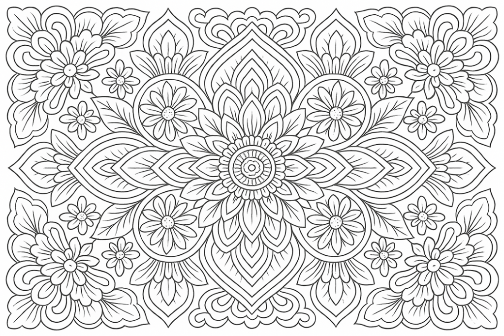 Floral Pattern Line Art To Color