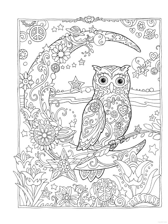 OWL Coloring Pages for Adults. Free Detailed Owl Coloring Pages