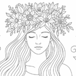Girl With Flower Wreath Printable