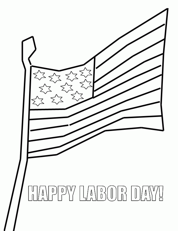 Happy Labor Day Coloring Page Flag