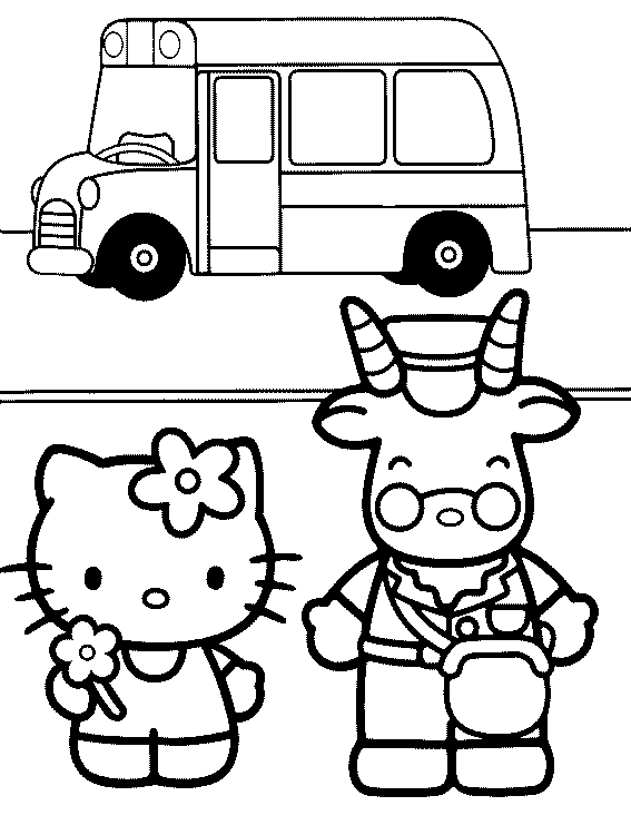 Kitty Back to School Coloring Pages
