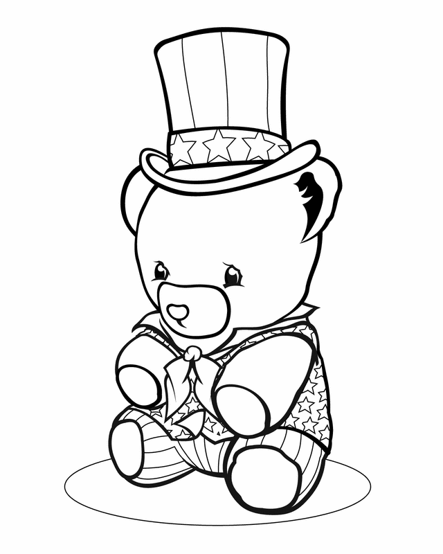 Labor Day Coloring Pages American Bear
