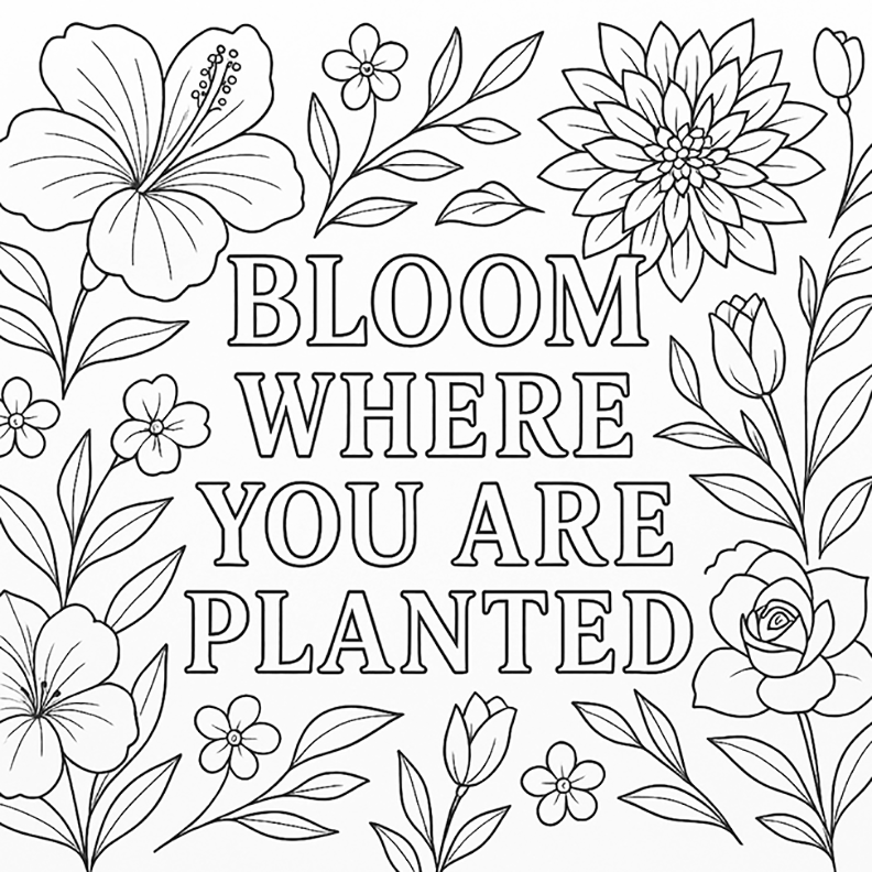 Motivational Bloom Coloring Page
