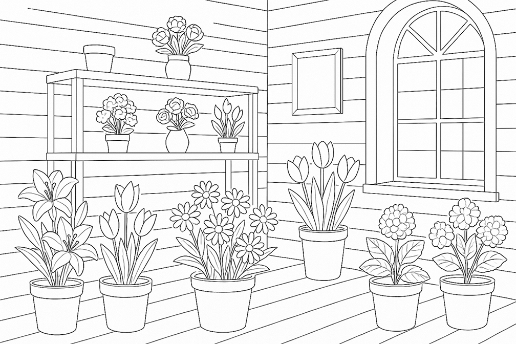 Potted Flowers On Deck