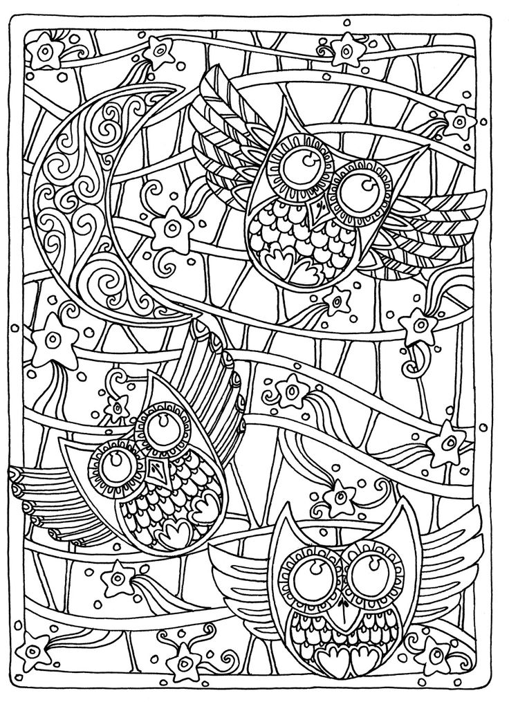 Download OWL Coloring Pages for Adults. Free Detailed Owl Coloring Pages