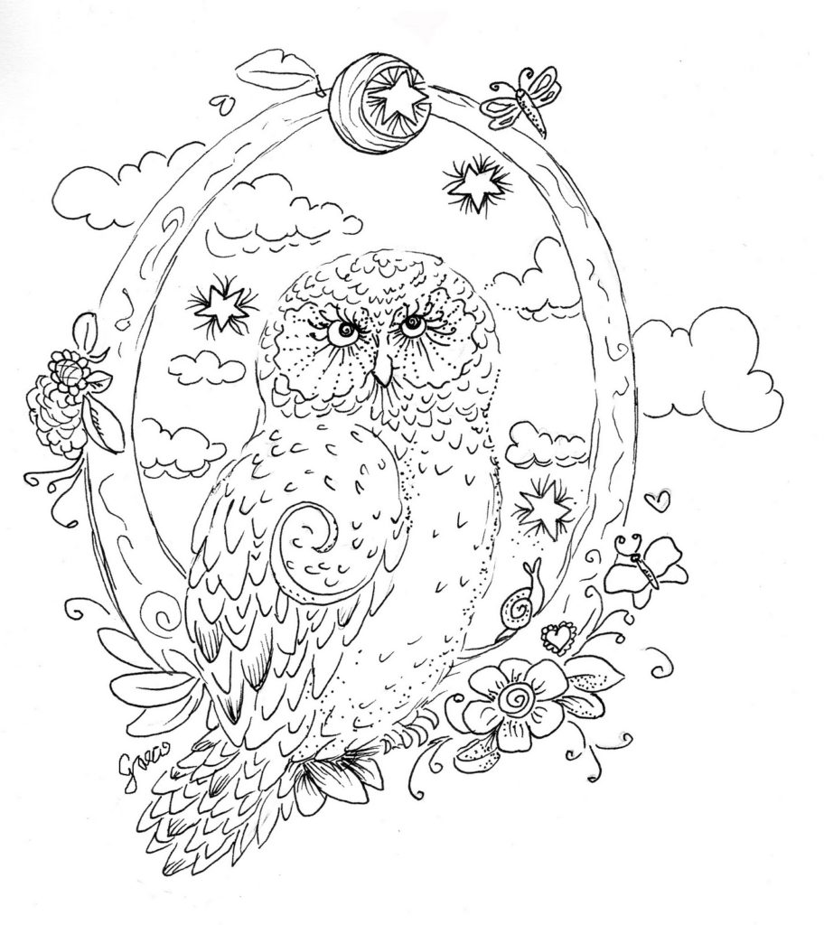 Printable Owl Coloring Page for Adults