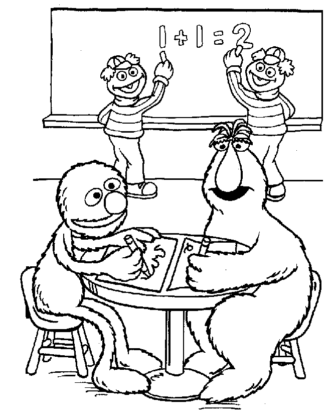 Sesame Street At School Coloring Page