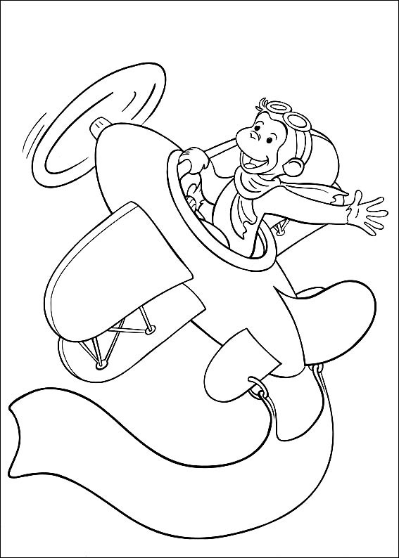 Curious George Coloring Pages Airplane
