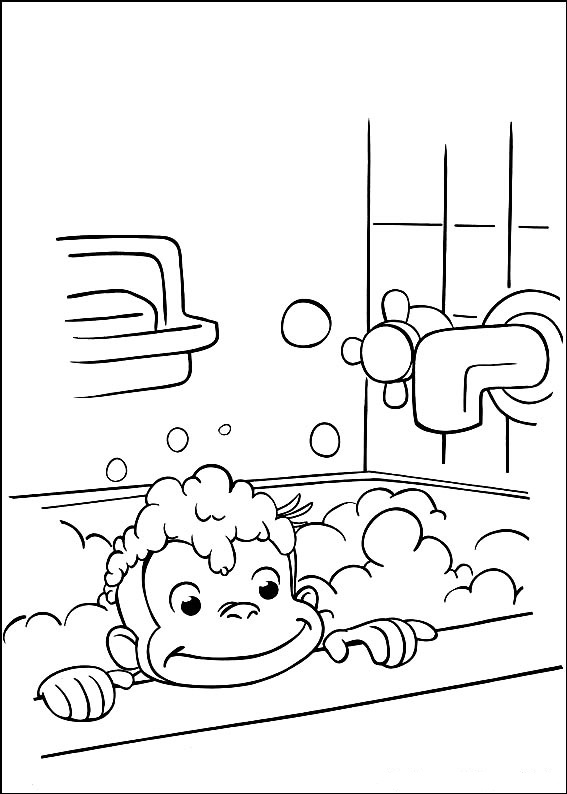 Curious George Coloring Pages Bath Time