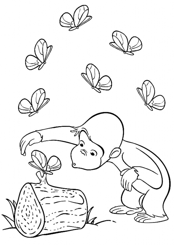 Curious George Coloring Pages Butterflies