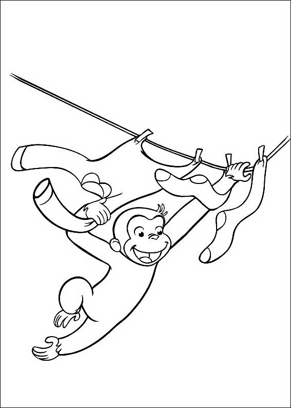 Curious George Coloring Pages Clothesline