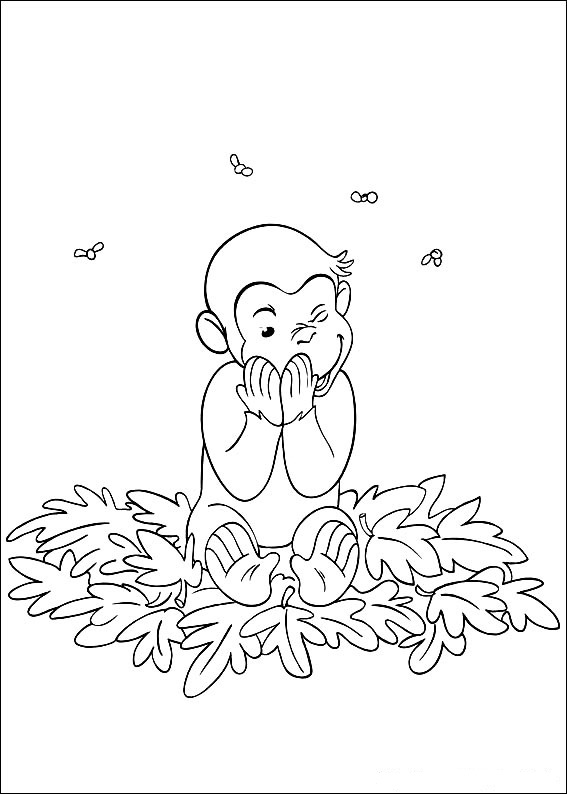 Curious George Coloring Pages Fall Leaves