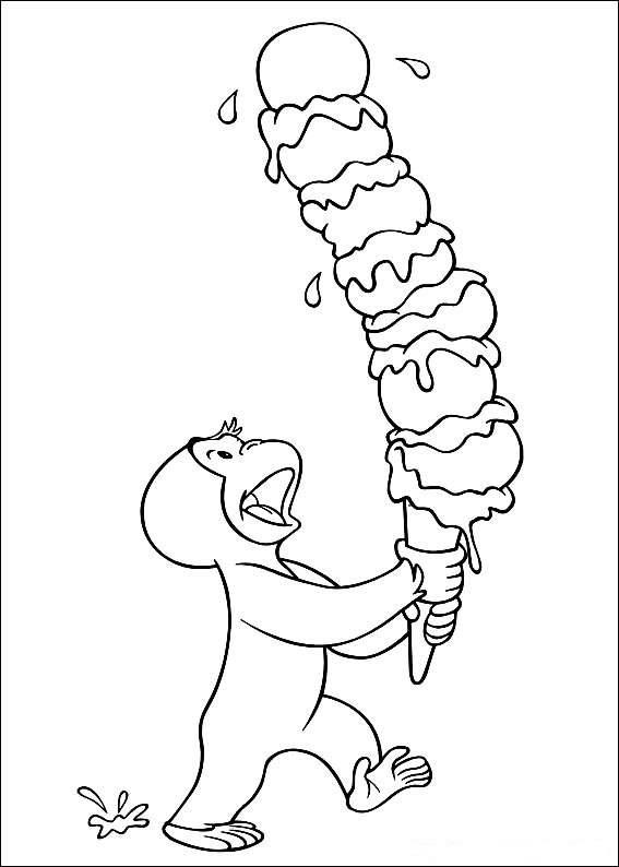 Curious George Coloring Pages Ice Cream