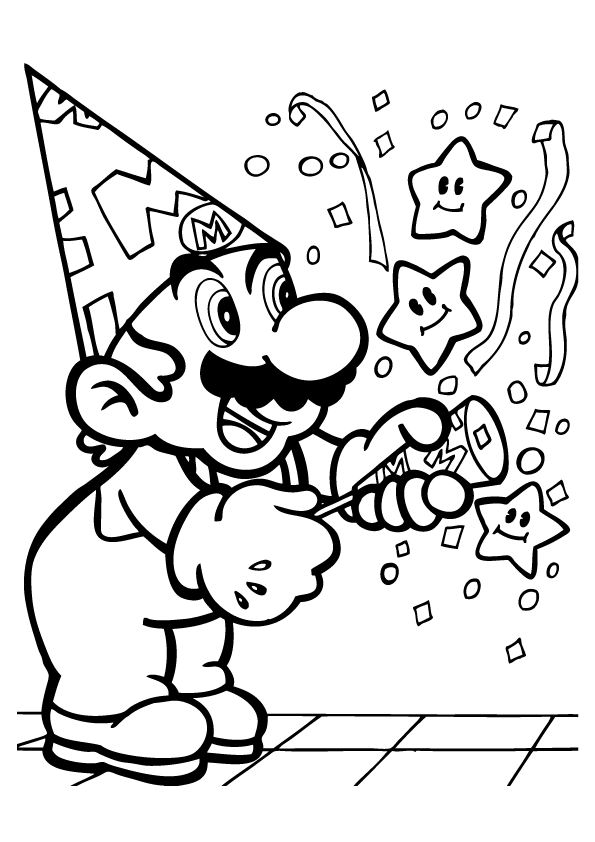 Celebrate - Super Mario Coloring Pages