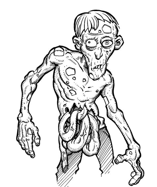 Gross Zombie - Scary Coloring Pages