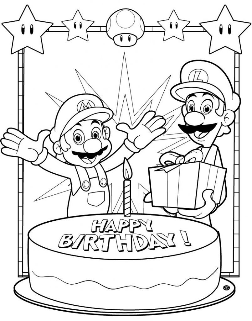 Happy Birthday - Super Mario Coloring Pages
