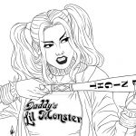 Harley with bat - Suicide Squad Coloring Pages